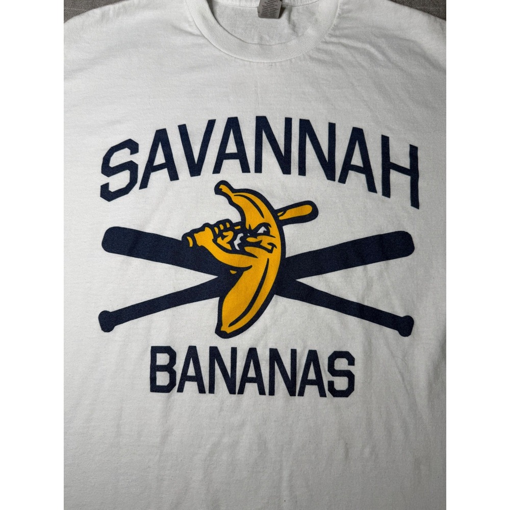 Savannah Bananas Baseball Graphic T-Shirt White Short Sleeve Crewneck Tee - Picture 2 of 6